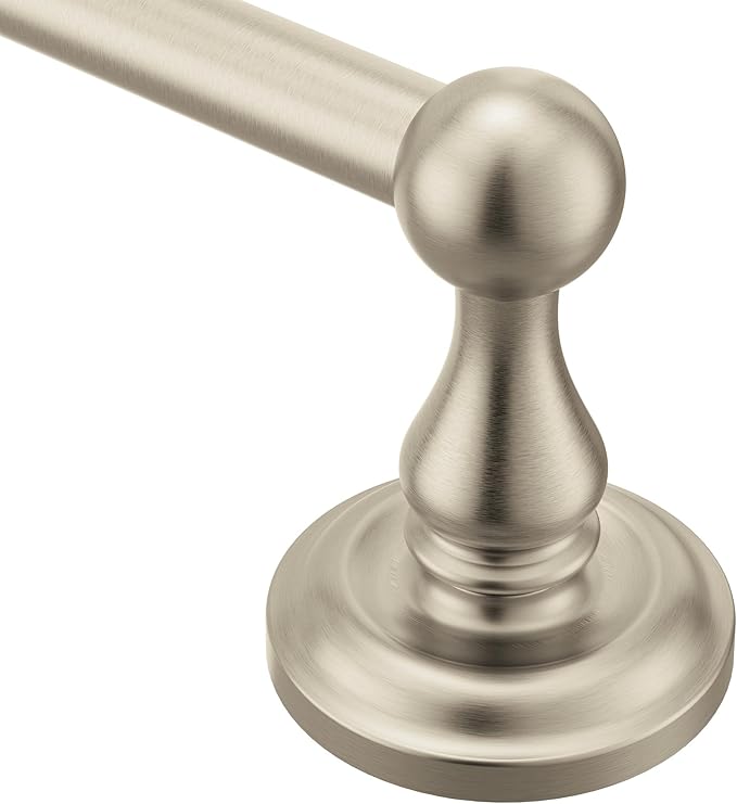 Moen Madison Collection Brushed Nickel 18-Inch Bathroom Single Towel Bar, Wall Mounted Hand or Body Towel Rack, BP6918BN