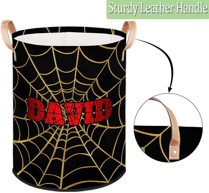 Spider Wed Personalized-Laundry-Hamper-Basket for Kids Custom Name Collapsible Storage Organizer Bin Dirty Clothes Toys Hamper for Boys Nursery in Laundry, Bedroom, Bathroom Blue