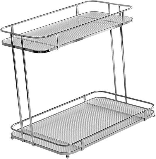 Garneck Acrylic Iron Corner Storage Shelf for Bathroom Countertop Organizer Toiletry Rack with Strong Load Capacity Transparent Striped Design for Cosmetics and Sundries Storage