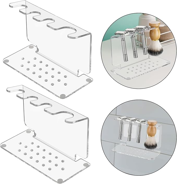 Acrylic Grooming Holders | Design | Modern Bathroom Shelf & Countertop for Men Clear Acrylic Cutlery Stand