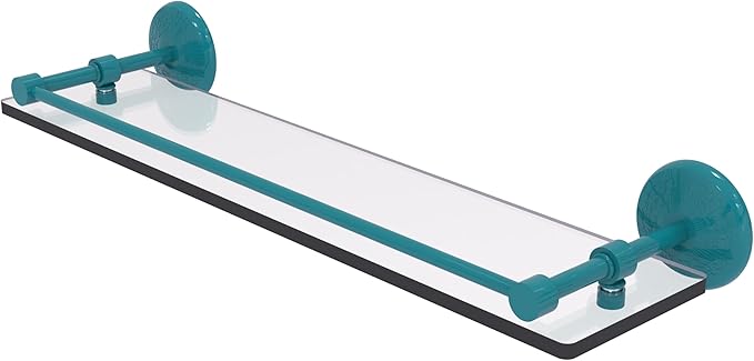 Allied Brass MC-1/22-GAL-GLT Monte Carlo 22 Inch Tempered Glass Shelf with Gallery Rail, Glokzin Teal