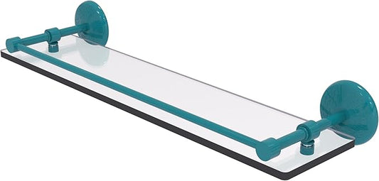 Allied Brass MC-1/22-GAL-GLT Monte Carlo 22 Inch Tempered Glass Shelf with Gallery Rail, Glokzin Teal