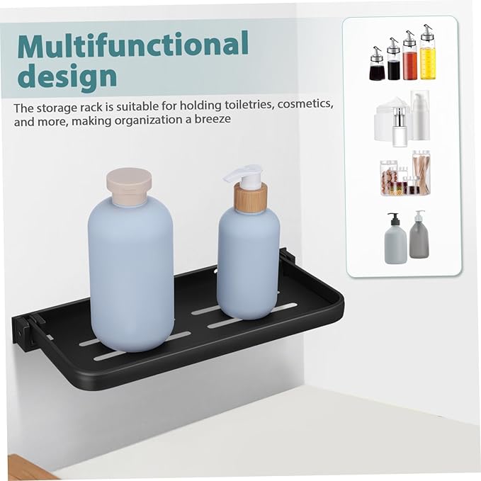 TIDTALEO Foldable Wall Shelf for Bathroom Kitchen Laundry Metal Storage Rack with Drainage Easy Installation Stylish Design Space Saving Organizer for Toiletries Cosmetics