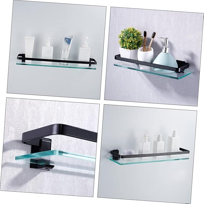 1pc Single Tempered Glass Bathroom Shelf Wall Mounted Storage Rack for Organizing Toiletries Cosmetics Stylish Design Easy to Install Compact