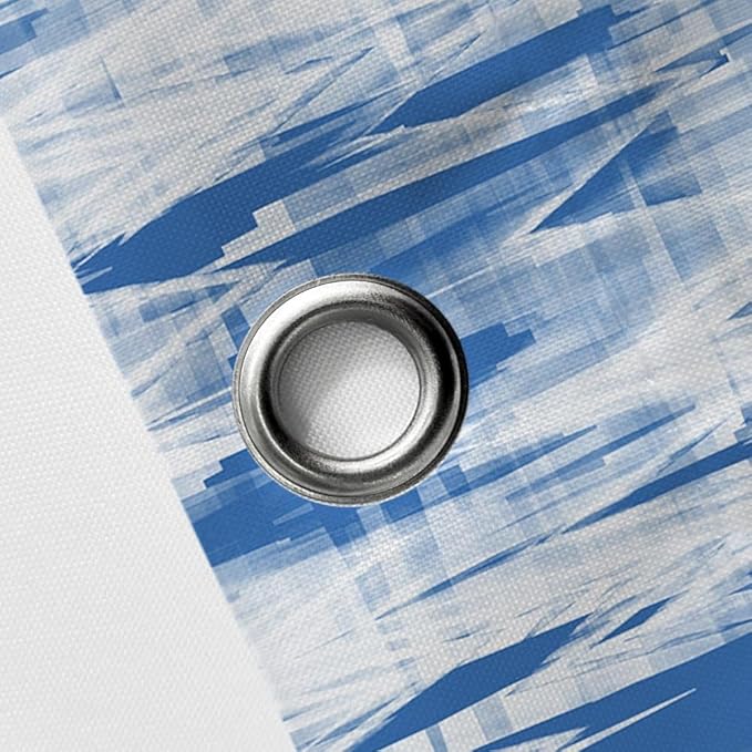 JAWO Blue White Shower Curtain, Modern Abstract Pattern Machine Washable Home Bathroom Decorations, Navy Blue Striped Wave Shower Curtain Set with Hooks Waterproof Fabric Bath Curtains Home Decor