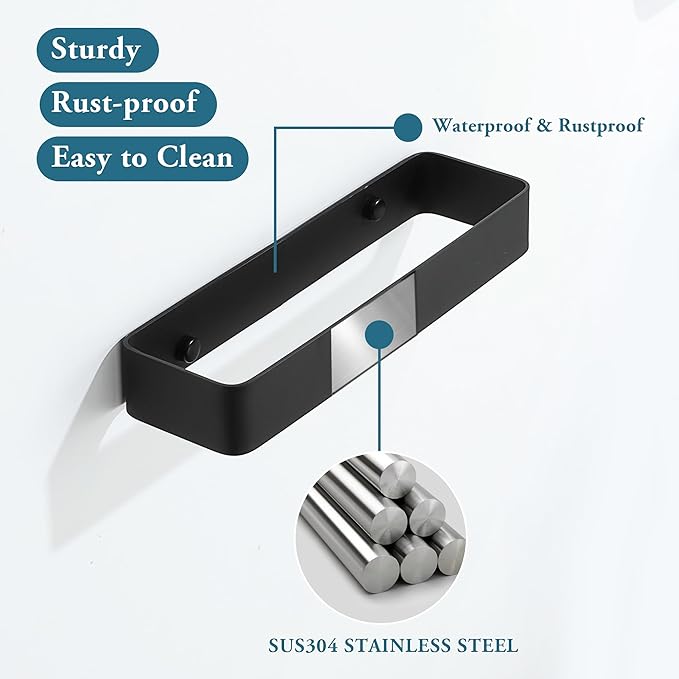 Bathroom Towel Bar, SUS304 Stainless Steel Towel Racks for Bathroom Wall Mounted, Heavy Duty Towel Holder Kitchen Bathroom Accessories Modern Home Decor (8 Inch)