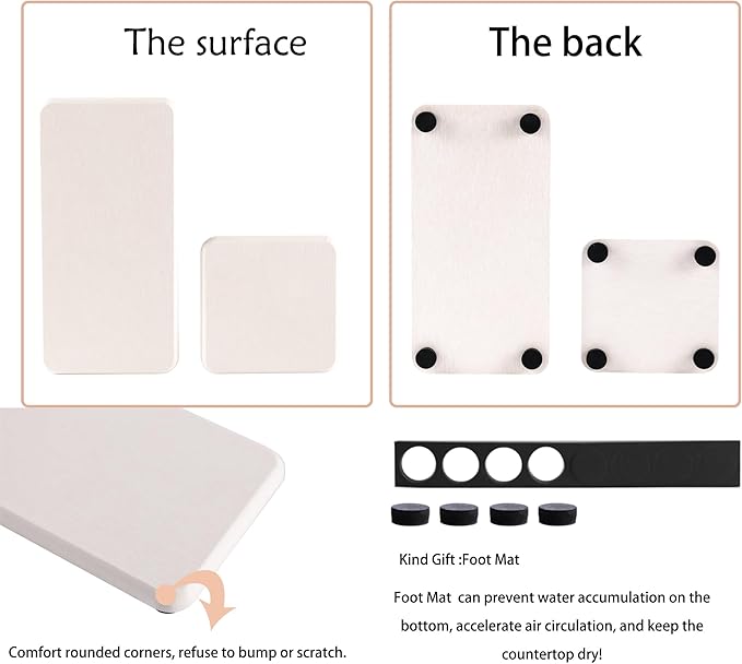 NiuYichee Set of 4 Water Absorbent Diatomite Coasters, Diatomaceous Earth Kitchen Soap Dish, Bathroom Trays, Water Absorbing Stone Used for Hand Soaps & Plants & Toiletries in The Modern Home