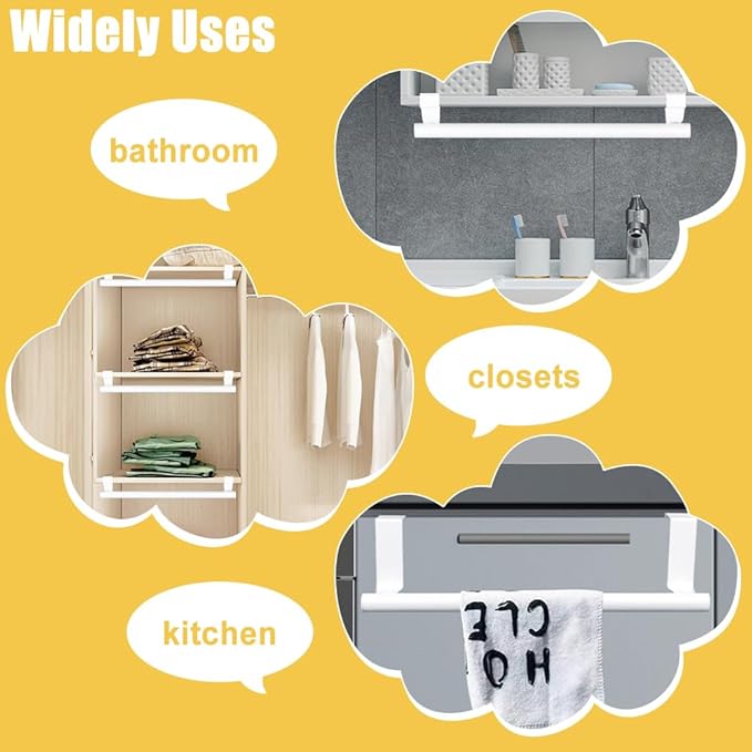 Cabinet Door Towel Bar, Dish Towel Rack for Cabinet, Stainless Steel Kitchen Towel Holder, Over The Door Hand Towel Hanger for Kitchen Bathroom Cupboard, 2 Pack (2*Small White)