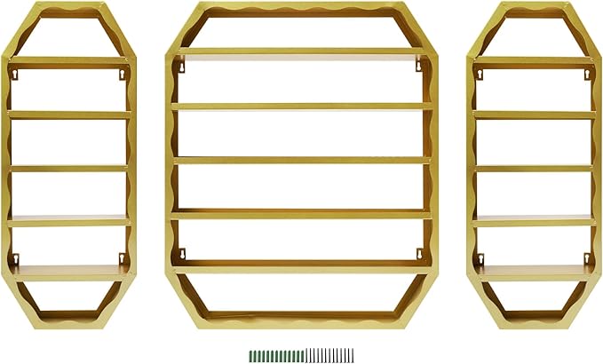 Nail Polish Organizer Wall Mounted, 3Pcs 6-Tier Nail Polish Storage Rack, Metal Nail Polish Storage Holder, Multifunctional Organizer for Essential Oil Perfume at Home Salon Spa(Gold)