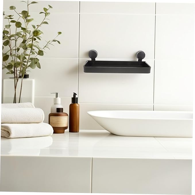 IMIKEYA Wall Mounted Storage Shelf for Toiletries Cosmetics Versatile for Smooth Surfaces Like Glass Tile Elegant Design for