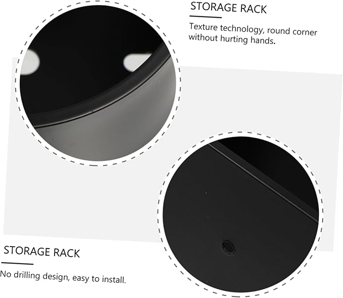 1Pc Punch Metal Bathroom Wall Rack Compact and Easy to Clean Storage Shelf for Toiletries Breathable Design for Quick Drying Black Wall Mounted Organizer
