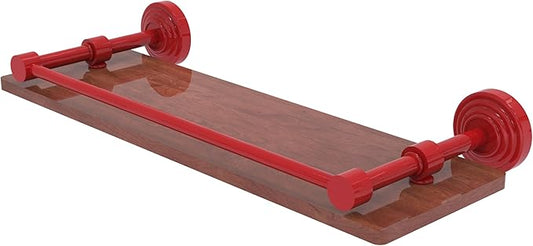 Allied Brass WP-1-16-GAL-IRW-FER Waverly Place Collection 16 Inch Solid IPE Ironwood Shelf with Gallery Rail, Fire Engine Red