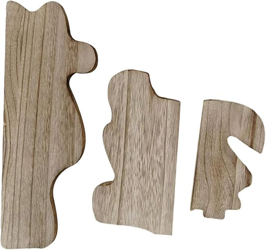 3 Pieces Bathroom Shelves Wall Display Shelves Wood Modern Multipurpose Rustic Cloud Shaped Organizer Stand for Dorm, Light Brown