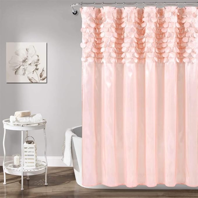Lush Decor Lillian Shower Curtain Single 72" W x 72" L Blush - Pink Shower Curtains for Bathroom - Bathroom Curtain - Glam Bathroom Decor