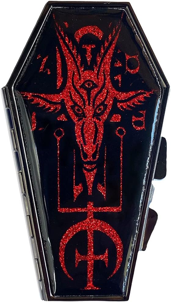 kreepsville 666 Baphomet Satanic Red Glitter Coffin Compact