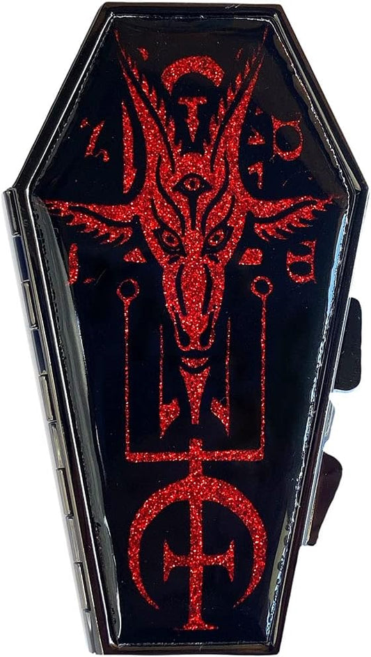 kreepsville 666 Baphomet Satanic Red Glitter Coffin Compact
