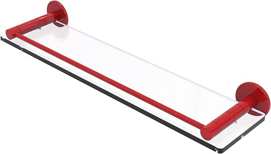 Allied Brass FR-1/22G-FER Fresno Collection 22 Inch Glass Shelf with Vanity Rail, Fire Engine Red