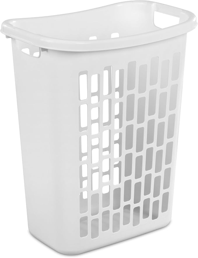(3-Pack) 1.8 BUSHEL Slim-Iine Open Plastic Laundry Hamper, with Reinforced Handle for Easy Carrying of Clothes, Durable, Suitable for Bedrooms, Laundry Rooms, Bathrooms, White