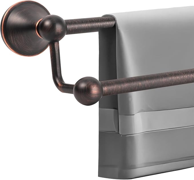 #304 Stainless Steel Double Towel Bar,Optional Different Length to installate (Oil Rubber Bronze, Double Towel bar)