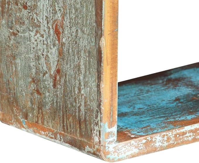 3 Piece Wall Cube Shelf Set, Solid Reclaimed Wood Floating Shelves for Living Room Bedroom, Unique Handmade Decorative Storage for Books Plants Decor