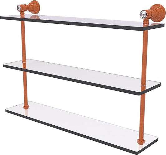 Allied Brass CC-5-22-ASP Carolina Crystal Collection 22 Inch Triple Glass Shelf, Autumn Sparkle