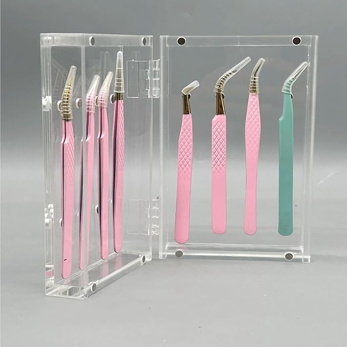 ZJchao Tweezer Holder Stand, Thickened Acrylic Magnetic Transparent Eyelash Extension Tweezers Organizer with 8 Holes for Beauty Eyelash Shop, Nail Salon, Beauty Salon