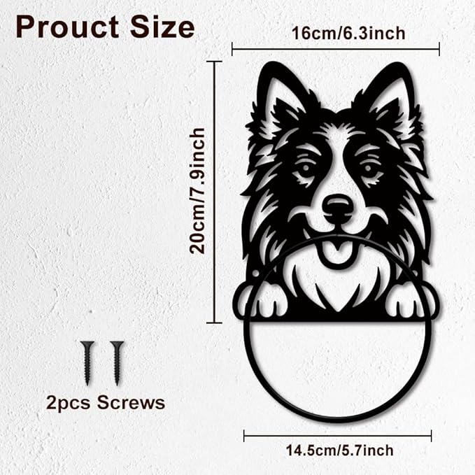 MAYJOYDIY Dog Metal Towel Ring Cute Shepherd Dog Towel Holder Wall Mounted Animal Theme Bath Towel Ring Black Art Towel Rack for Bathroom Kitchen Towel Hanger Home Decors Gift