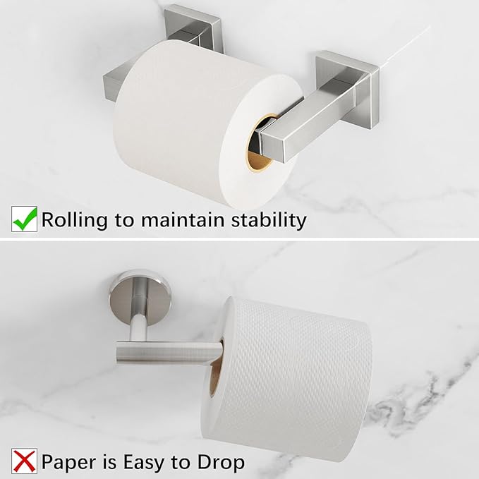 FEILERN Toilet Paper Holder Wall Mounted Post Pivoting Square Tissue Holders Roll Holder Hangers for Bathroom Commercial Toilet Paper Dispenser, Brushed Nickel