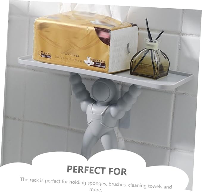 PRETYZOOM 2pcs Spaceman Wall Hanging Shelf Bathroom Decor Rack Modern Wall-Mounted Storage for Toiletries