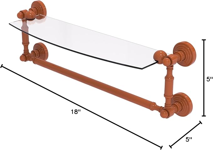 Allied Brass WP-33TB/18-ASP Waverly Place Collection 18 Inch Glass Vanity Shelf with Integrated Towel Bar, Autumn Sparkle