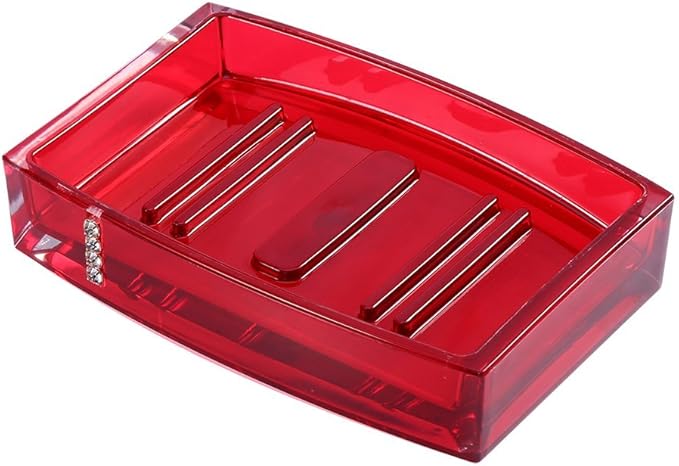 Red Bathroom Accessories Set Bathroom Designer 5-Piece Bath Accessory Set,Acrylic Gift Set Toothbrush Holder Toothbrush Cup Dispenser Dish Toilet Brush Holder Trash Can Tumbler