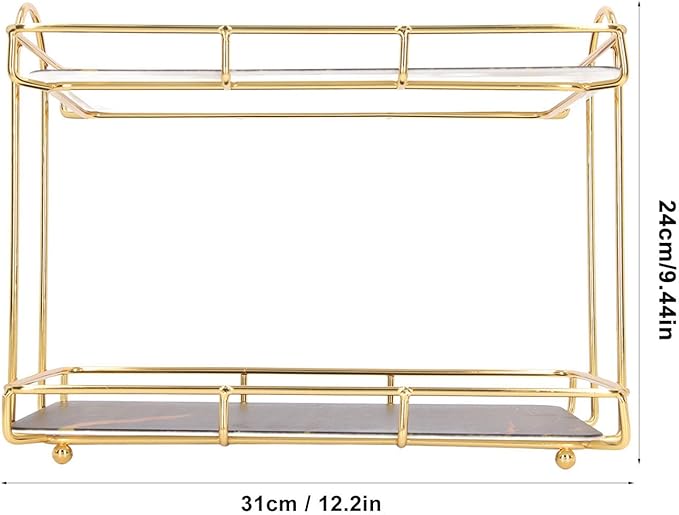 Bathroom Shelf 2 Tier Standing Storage Rack Cosmetic Holder Gold (l)