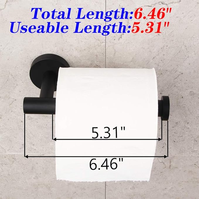 GERZWY Modern Matte Black 3-Piece Bathroom Hardware Set Toilet Paper Holder and 2X Towel Hook Wall Mounted SUS 304 Stainless Steel AG1401B-BK