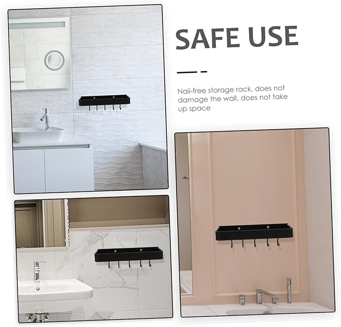 Bathroom Shelf Wall Mounted Storage Rack Hotel Kitchen Home Supply Smooth Edges