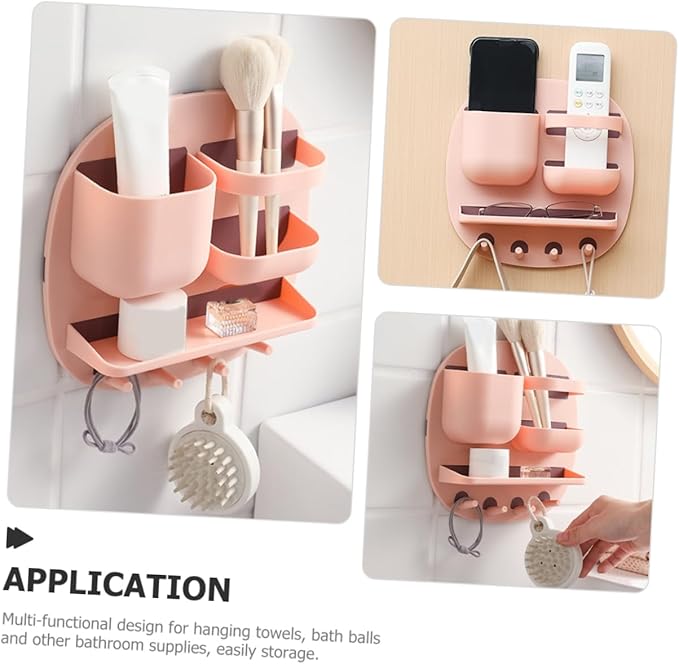 Multi-Functional Wall-Mounted Bathroom Storage Organizer Shelves and Hooks Space-Saving Design for Clutter Home for Bathroom and Kitchen Use and Stylish