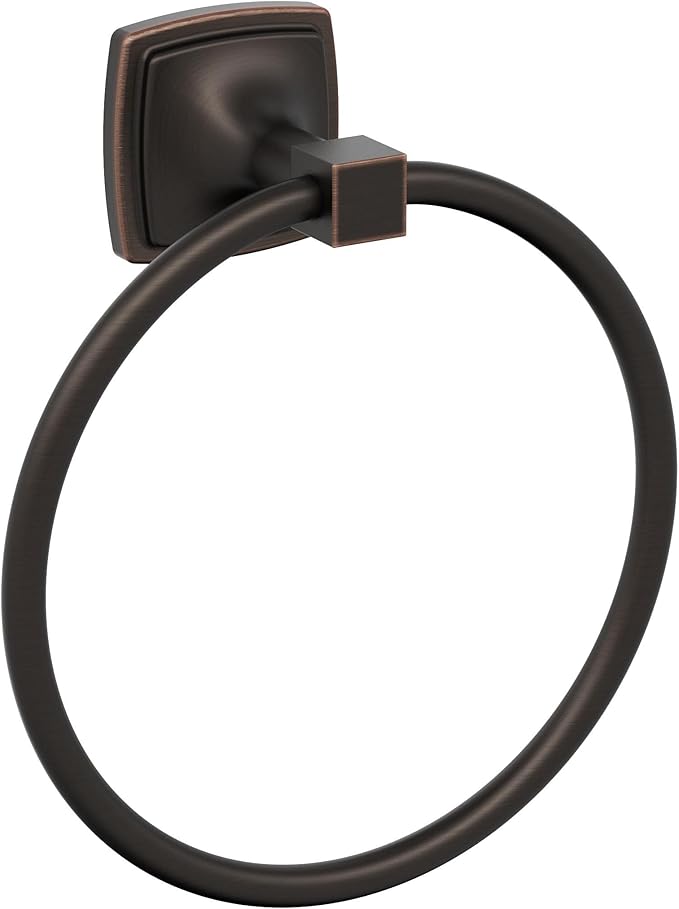 Amerock BH36092ORB | Oil Rubbed Bronze Towel Ring | 7-9/16 in (192 mm) Length Towel Holder | Stature | Hand Towel Holder for Bathroom Wall | Small Kitchen | Bath Accessories
