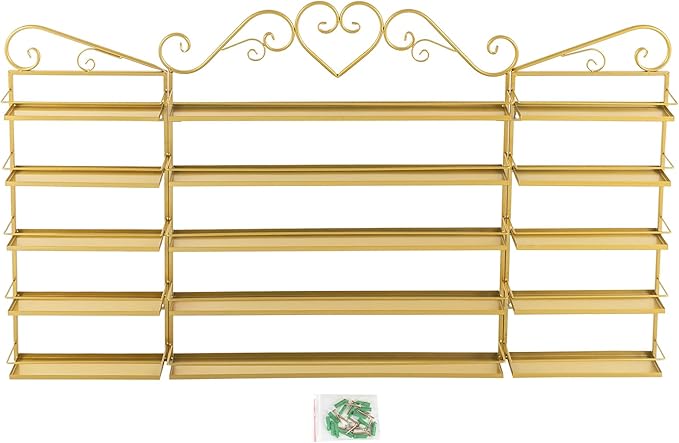 Nail Polish Organizer Wall Mounted, 3Pcs 5-Tier Nail Polish Storage Rack, Metal Nail Polish Storage Holder, Multifunctional Organizer for Essential Oil Perfume at Home Salon Spa(Gold)