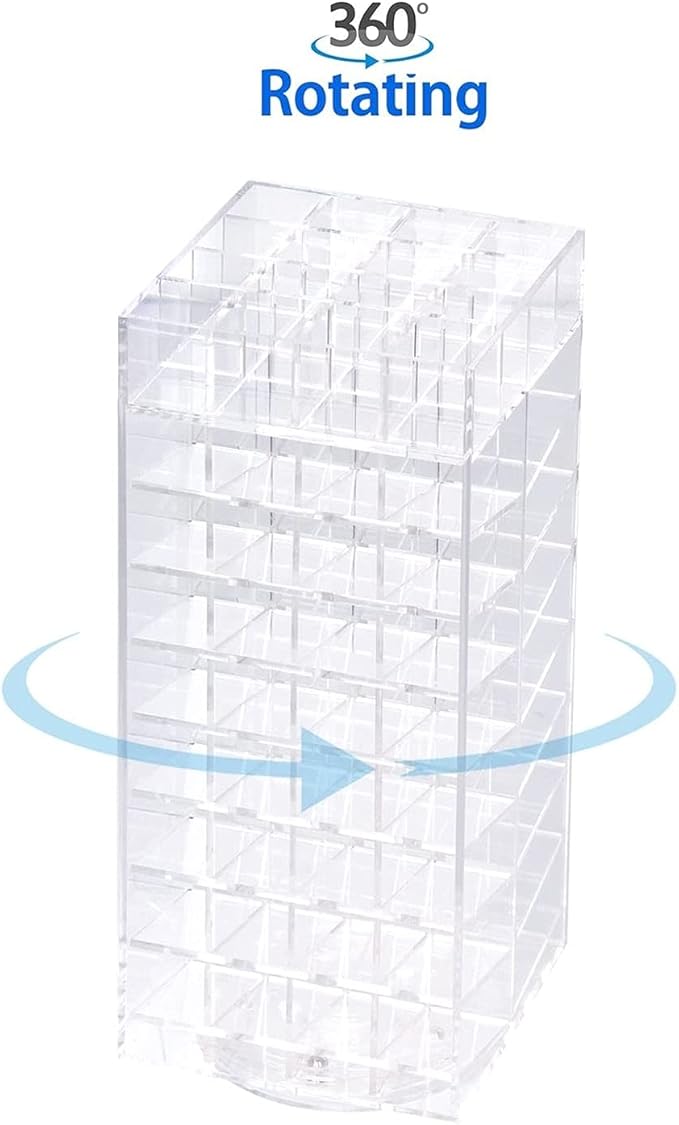JackCubeDesign 360 Rotating Lipstick Clear Acrylic Display Rack Organizer Stand Lazy Susan Makeup Cosmetics Storage Case Box Carousel Stunning Shelf with 80 Compartments – :MK391A