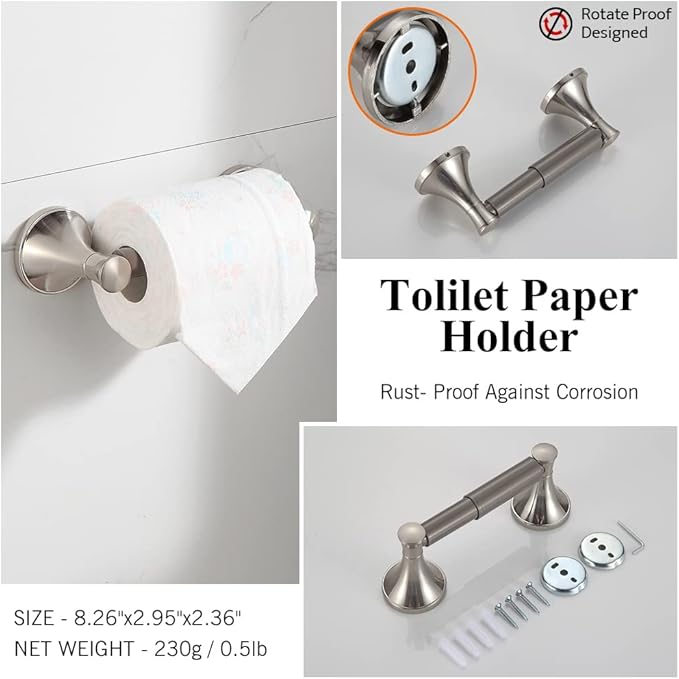 BGL 4PCS Bathroom Hardware Set,Brushed Nickel Bathroom Towel Rack Set,24 Inches Adjustable Towel Bar for Bathroom