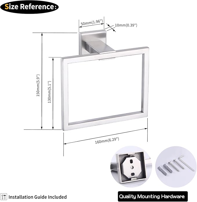 GERZWY Hand Towel Ring Bath Towel Holder Bathroom Lavatory Shower Towel Hanger Holder Brushed Stainless Steel Wall Mount JG1916-2LS