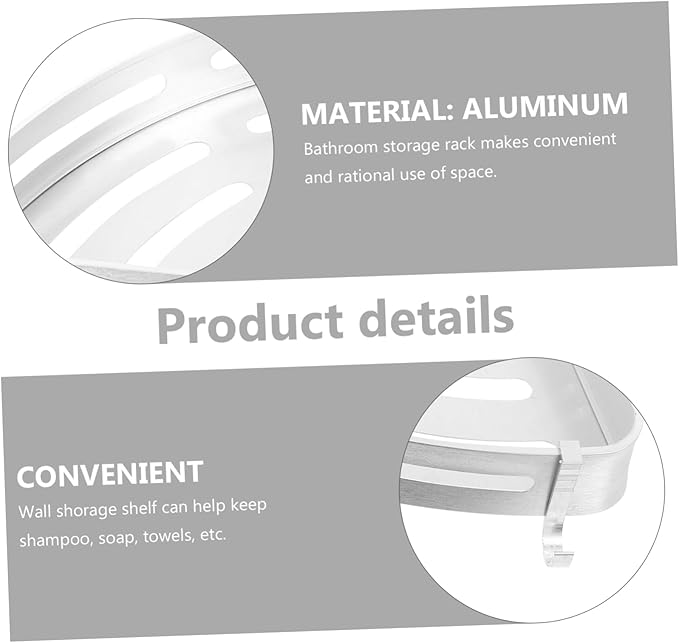 Healifty Punch Aluminum Storage Mounted Triangle Shelf for Bathroom Kitchen Silver Design for Space Saving Organization Stylish Home Decor
