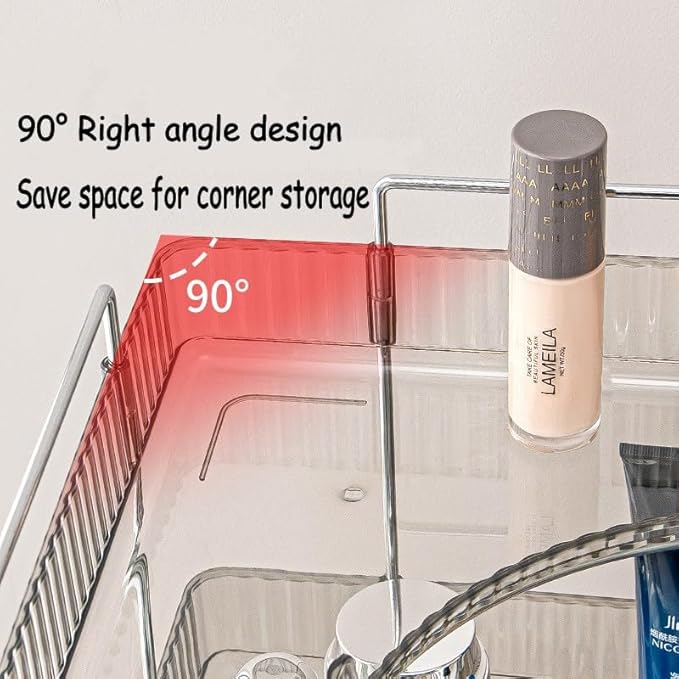 Grey 3-Tier Vanity Organizer - Bathroom Counter Shelf for Cosmetics, Toiletries, Lotions, Perfumes