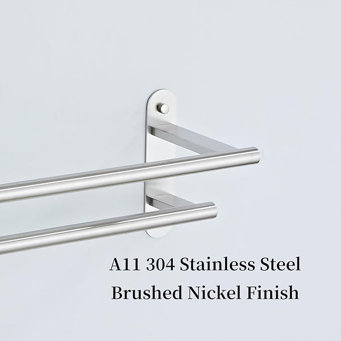 Towel Rack for Bathroom, Double Towel Bar 24 Inch Wall Mounted, Brushed Nickel Stainless Steel Bathroom Towel Holder(Total Length 26-Inch)