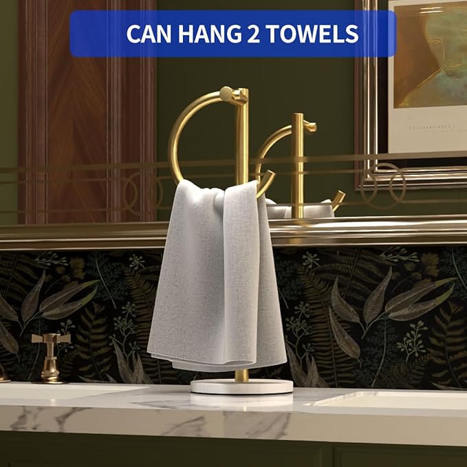 Stand Countertop Hand Towel Holder, Towel Rack Free Standing, Towel Bar Hanger for Bathroom Kitchen (Gold)