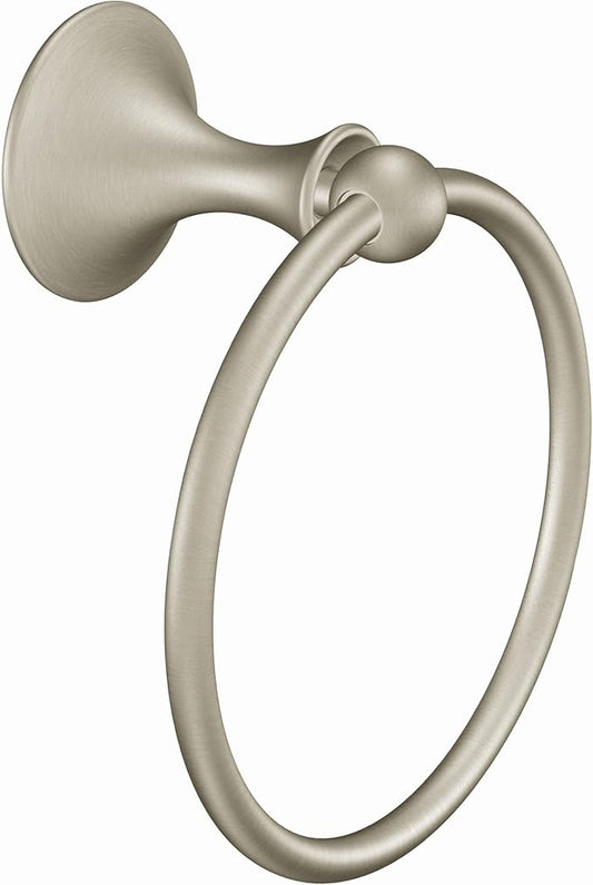 Moen DN7786BN Lounge Single Post Bathroom Hand Towel Ring, Brushed Nickel
