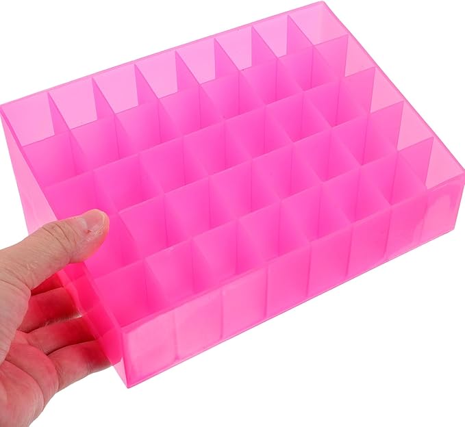 Ipetboom 40 Slots Makeup Holder Plastic Lipstick Holder 40 Slots Lipstick Box Lip Gloss Storage Organizer Tubes Display Case Makeup Desk Organizer for Home Shop Use Pink