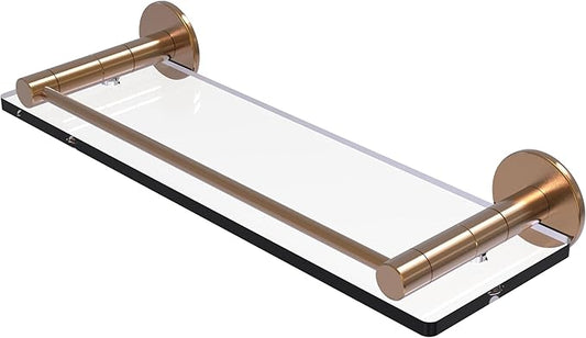 Allied Brass FR-1/16G-BBR Fresno Collection 16 Inch Glass Vanity Rail Shelf, Brushed Bronze