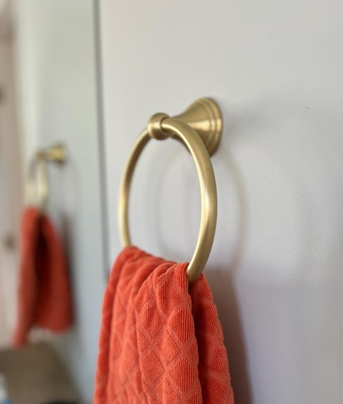 Towel Ring for Bathroom, Brusehd Light Gold Hand Towel Holder 1 Pack, Bathroom Accessories and Towel Racks for Bathroom Wall Mount