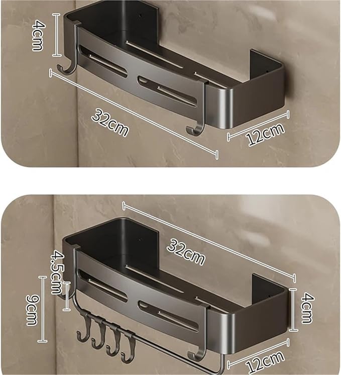 Triangular Wall-Mounted Shelf for Bathroom Or Toilet Area Rectangle Additional Balcony Storage Space for Small Bathrooms(Silver,Rectangle_1PCS with Bars)