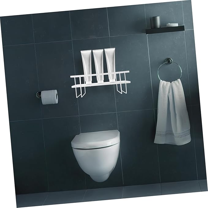 Garneck Over Toilet Storage Shelf Bathroom Organizer Design Space-Saving Rack for Bathroom Essentials White Color